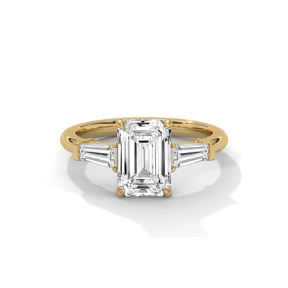 1.50 CT Emerald Cut Three Stone Moissanite Diamond Engagement Ring