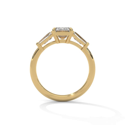 1.50 CT Emerald Cut Three Stone Moissanite Diamond Engagement Ring