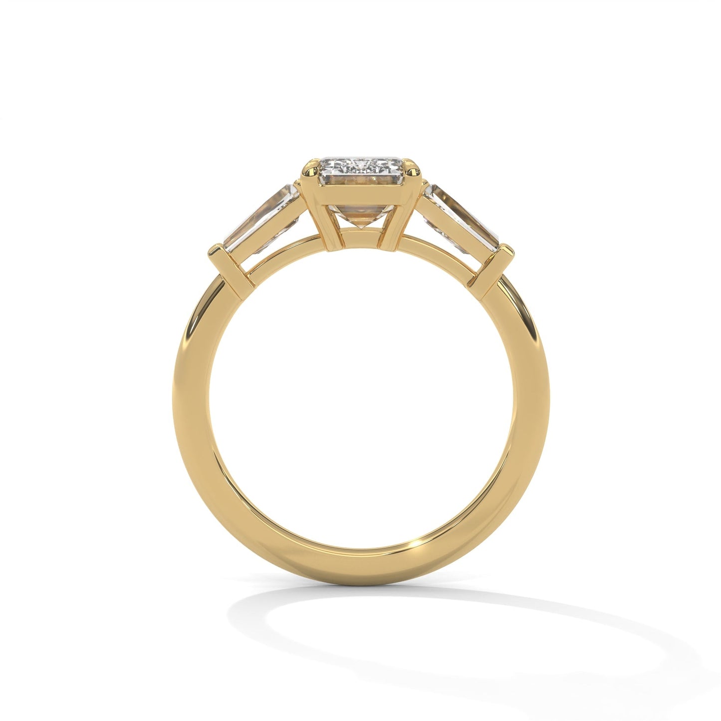 1.50 CT Emerald Cut Three Stone Moissanite Diamond Engagement Ring