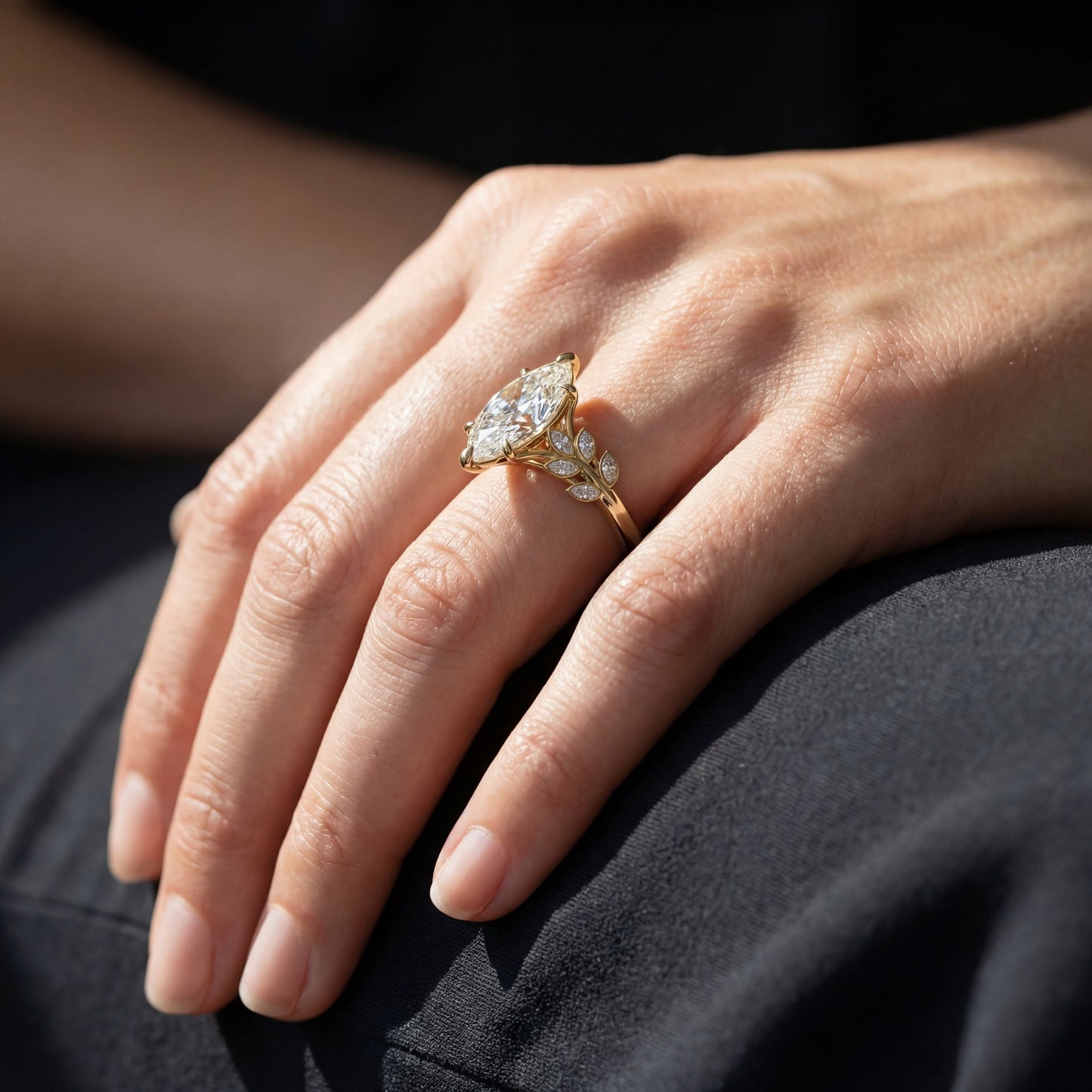 4.0CT Marquise Cut Moissanite Diamond Bezel Cluster Engagement Ring