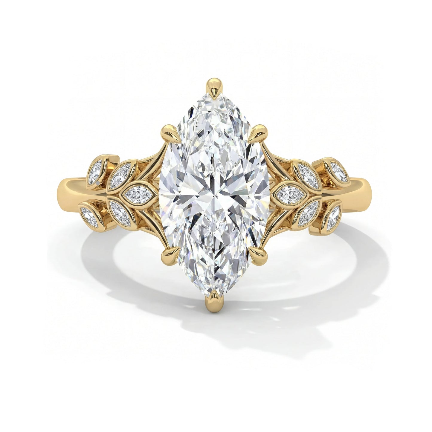 4.0CT Marquise Cut Moissanite Diamond Bezel Cluster Engagement Ring
