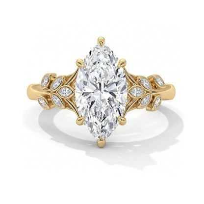 4.0CT Marquise Cut Moissanite Diamond Bezel Cluster Engagement Ring