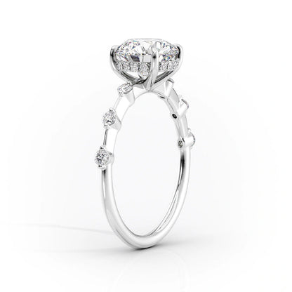 3 CT Marquise Cut Moissanite Distance Pave Engagement Ring