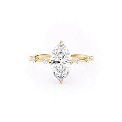 3 CT Marquise Cut Moissanite Distance Pave Engagement Ring
