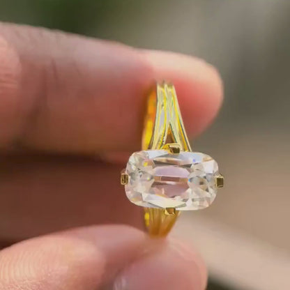 Vintage Old Mine Cushion Cut Moissanite Ring With Split Shank Gold Ring