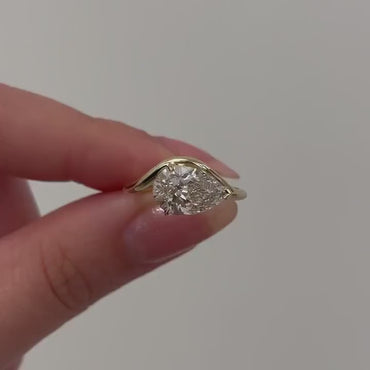 Pear Cut Moissanite Bypass Engagement Ring