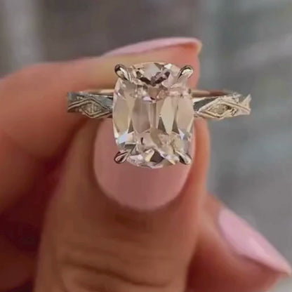 Old Mine 3CT Cushion Cut Lab Grown Engagement Ring in Gold