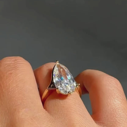 6 Carat Pear Cut Lab-Grown Diamond Solitaire Engagement Ring