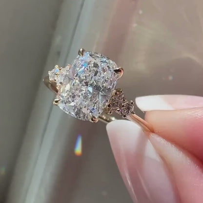 3.00 Ct Cushion Cut Moissanite Engagement Ring, Cushion Cut Ring, Elongated Cushion, Cushion Cut Ring for Her