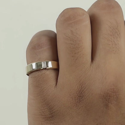 Unique Baguette Diamond Yellow Gold Men's Wedding Band