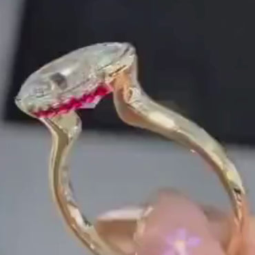 3 CT East West Oval Cut Lab Grown Diamond Engagement Ring