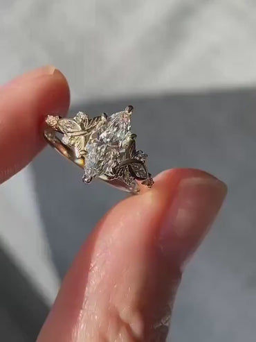 3 CT Marquise Moissanite Engagement Ring in 14K Yellow Gold | Pinsh Diamond