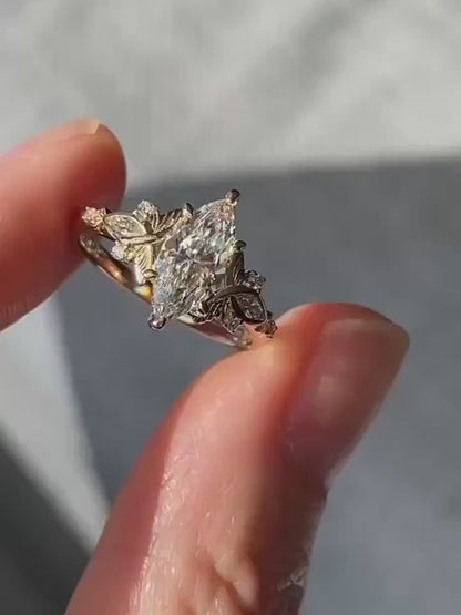 3 CT Marquise Moissanite Engagement Ring in 14K Yellow Gold | Pinsh Diamond