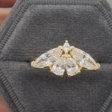 Unique Gothic Moth Moissanite Engagement Gold Ring
