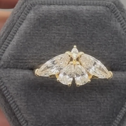 Unique Gothic Moth Moissanite Engagement Gold Ring