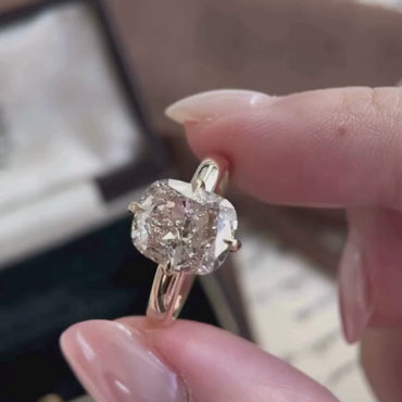 Handmade 2.5 CT Cushion Cut Moissanite Engagement Ring in Yellow Gold