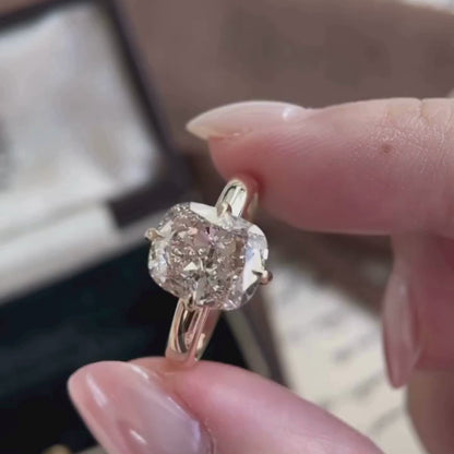 Handmade 2.5 CT Cushion Cut Moissanite Engagement Ring in Yellow Gold