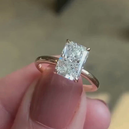 3 CT IGI Certified Elongated Radiant Cut Lab Diamond Engagement ring