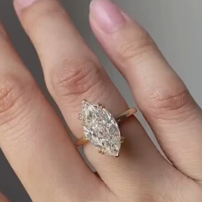 Marquise Cut Lab Grown Diamond Solitaire Engagement Ring in 14k Yellow Gold
