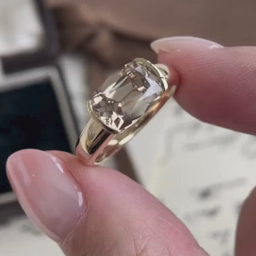 Bezel Set East West Cushion Moissanite Solitaire Engagement Ring