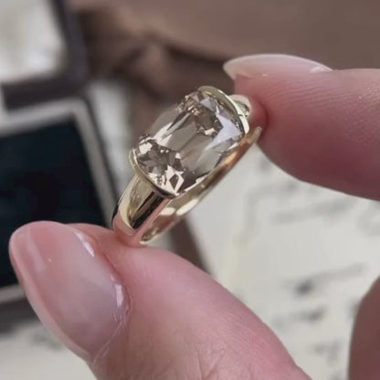 Bezel Set East West Cushion Moissanite Solitaire Engagement Ring