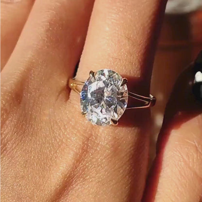 2.5 CT Oval Cut Hidden Halo Moissanite Solitaire Ring Gift