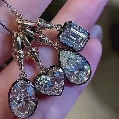 Antique Georgian Style 3ct Pear Cut Lab Diamond Pendent