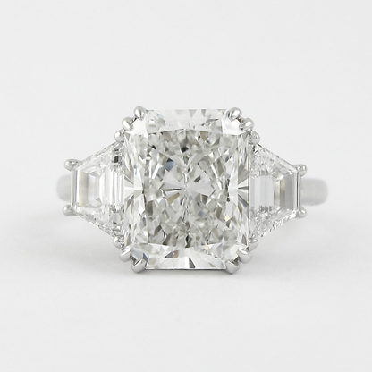 2.50 CT Radiant Cut Trapezoid Moissanite 3 Stone Engagement Ring