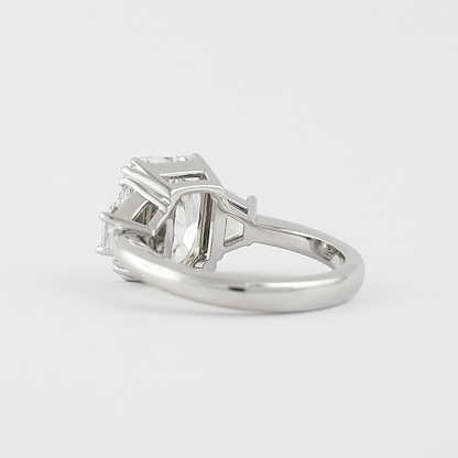 2.50 CT Radiant Cut Trapezoid Moissanite 3 Stone Engagement Ring